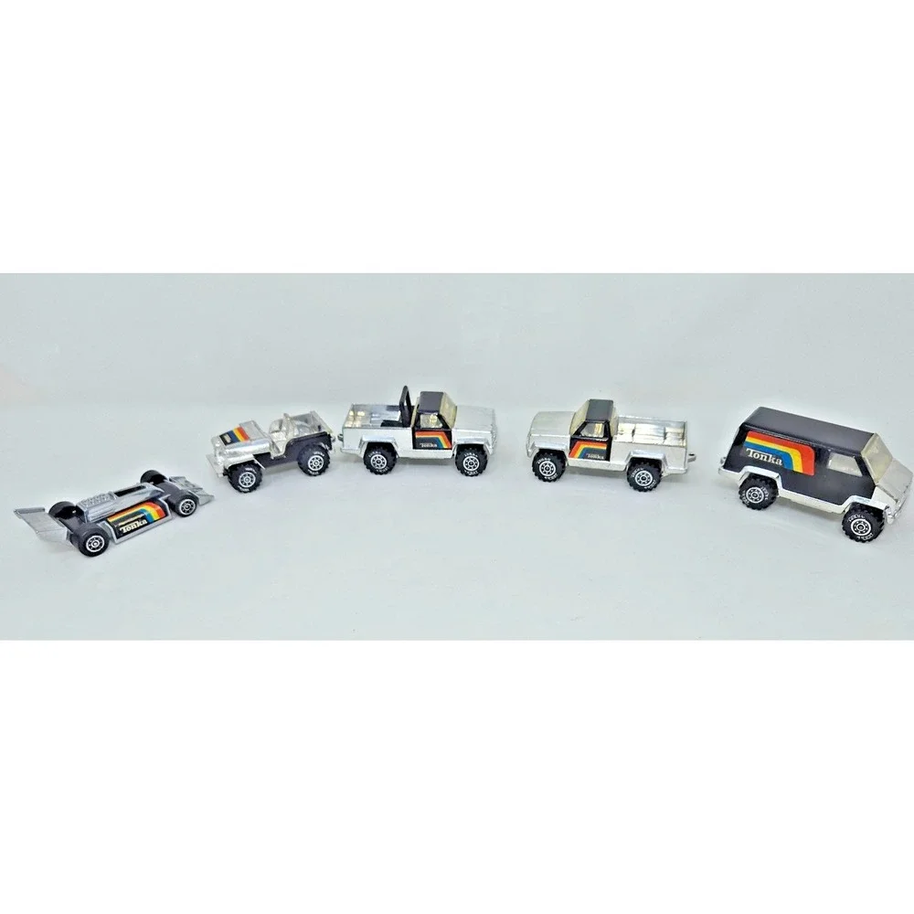 Tonka Chrome Rainbow Pressed Steel Lot of 5 1979 4 x 4 Truck Jeep Van Race Car